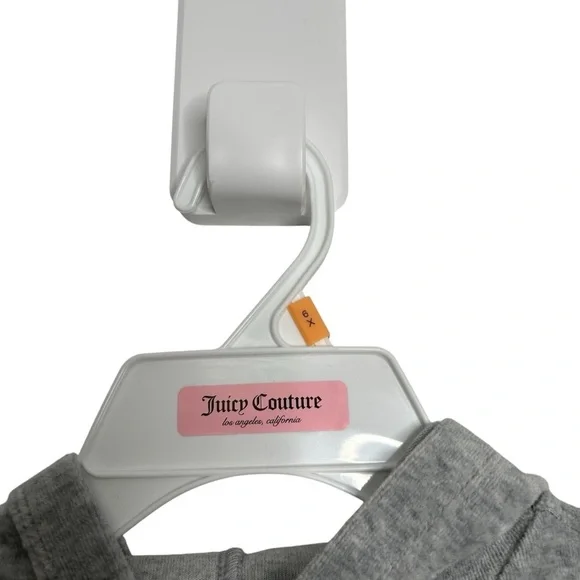 Juicy Couture Little Girls Gray Rhinestone Logo Velour Long Sleeve Ruffle Dress - Picture 6 of 7